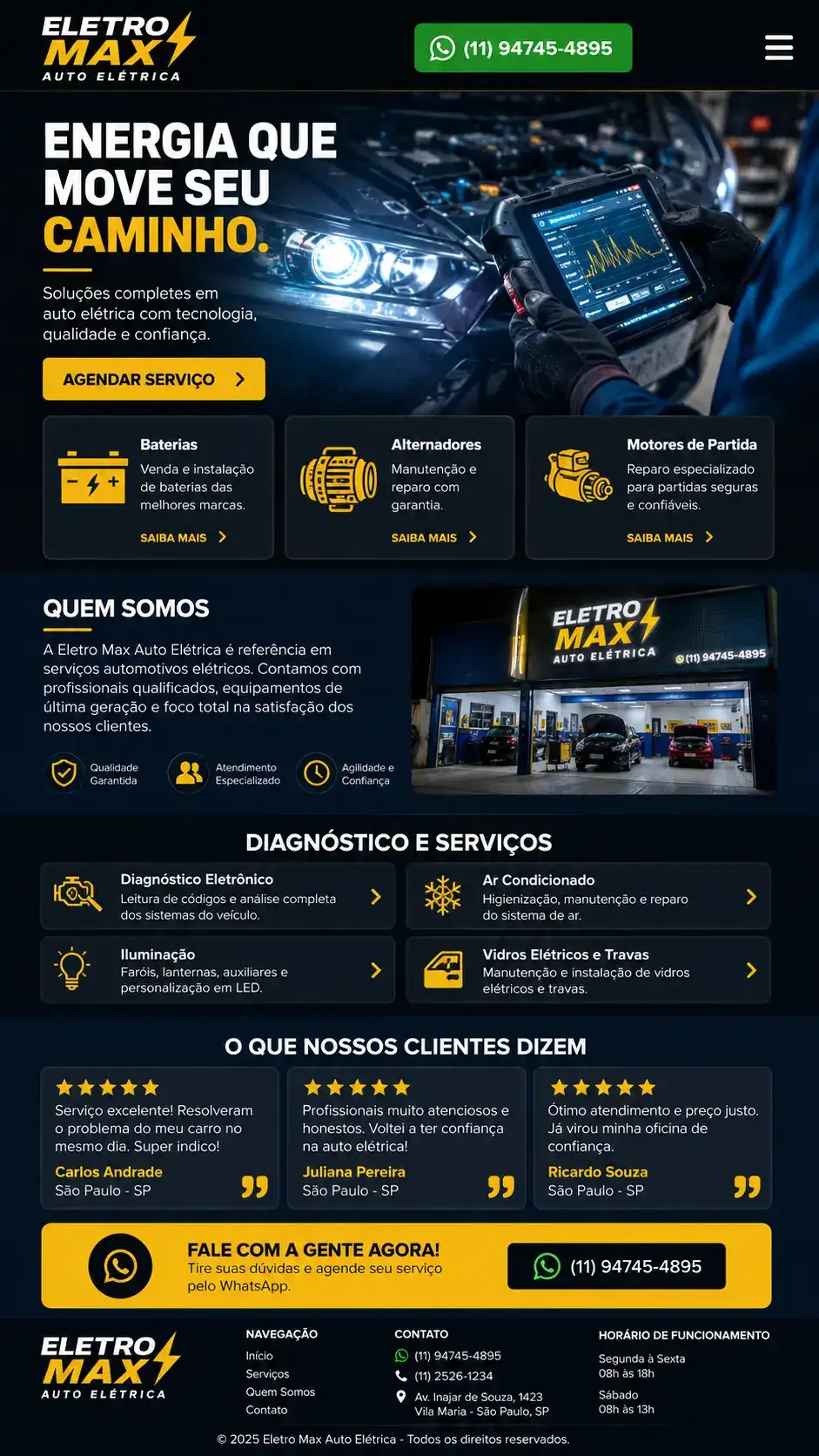 Criação de site para Auto Elétrica