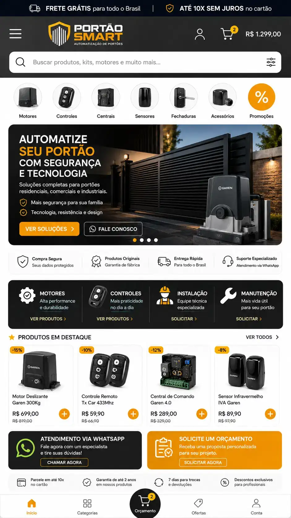 Criação de site para Automação de Portões