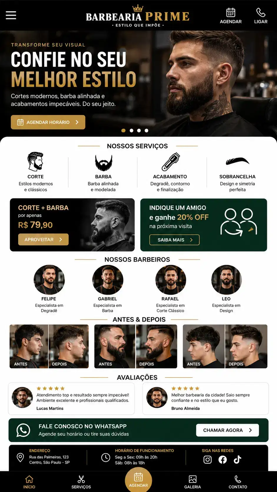 Criação de site para Barbearia Masculina