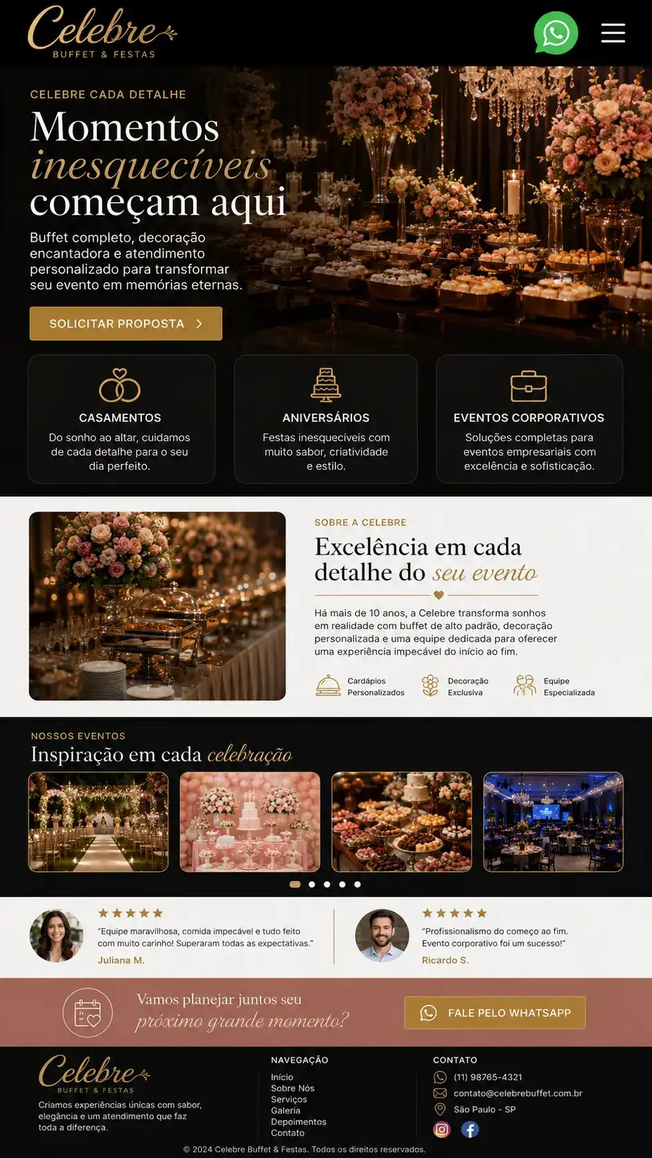 Criação de site para Buffet e Eventos