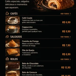 Criação de site para Cafeteria com Cardápio Digital