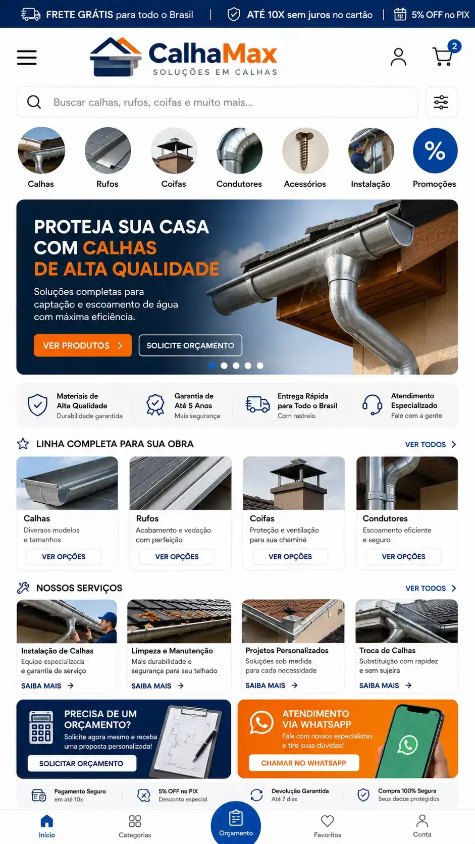 Criação de site para Calhas