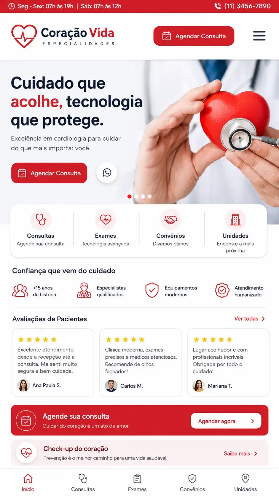 Clínica Cardiológica Criação de Site e Desenvolvimento de Site