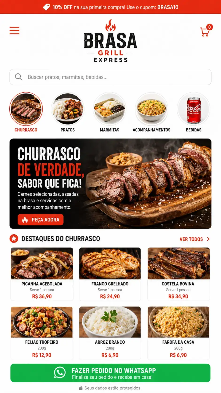 Criação de site para Churrascaria Rodízio