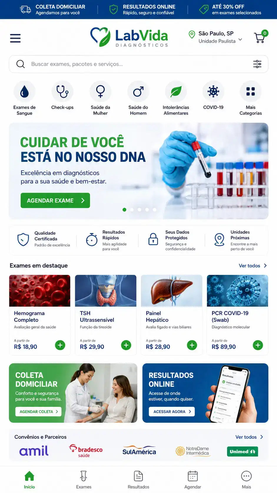 Criação de site para Clínica de Diagnóstico