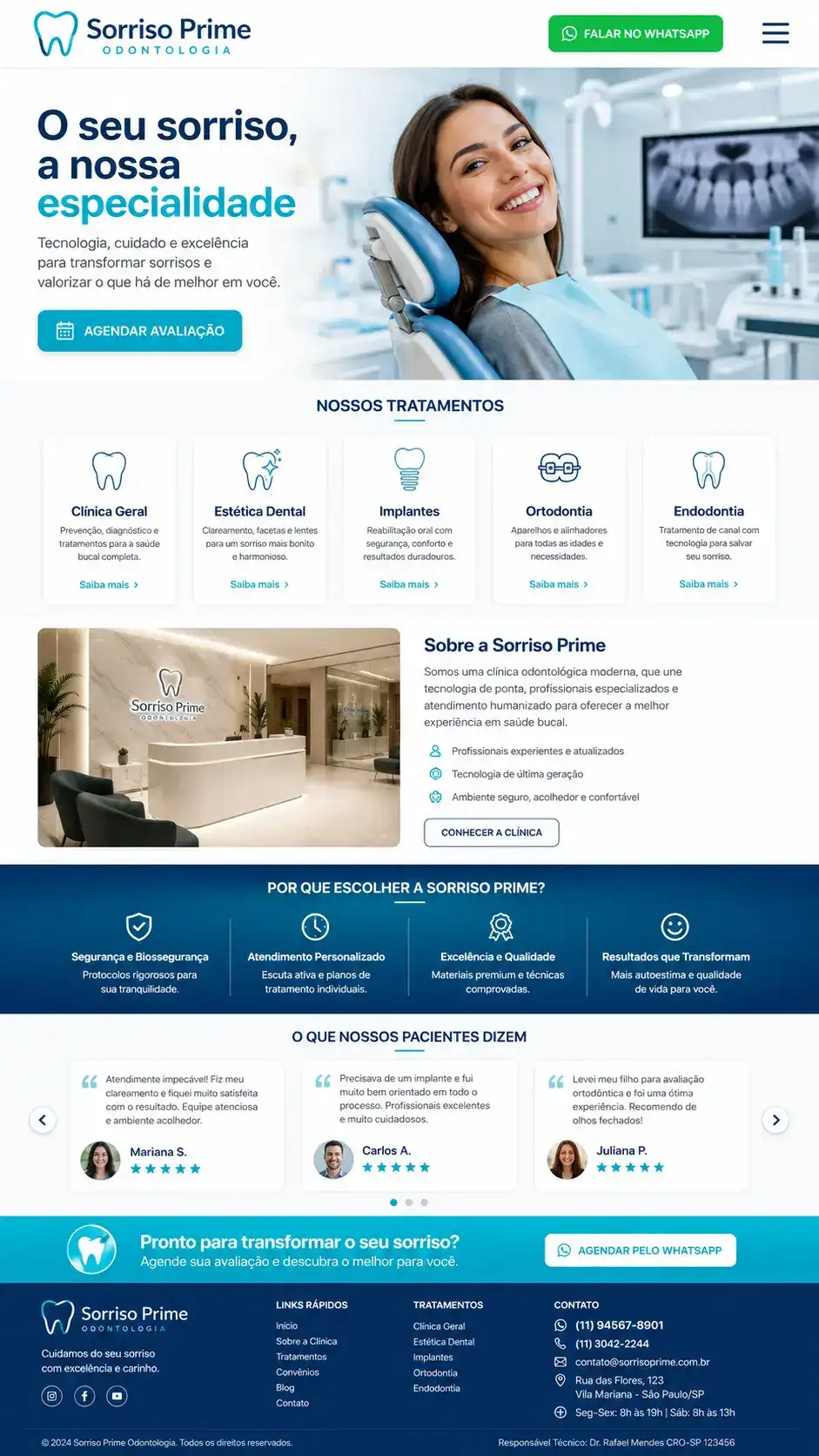 Criação de site para Clínica Odontológica Landing Page