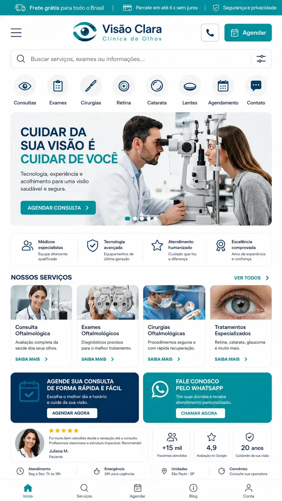 Criação de site para Centro de Oftalmologia