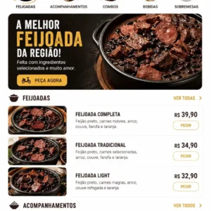 Criação de site para Comida Brasileira Delivery