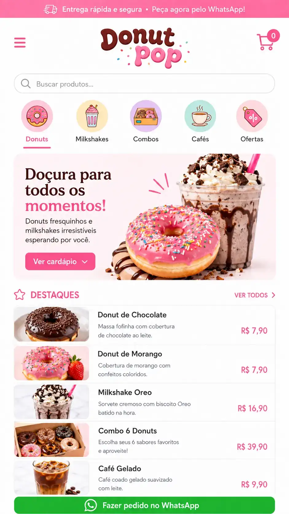 Criação de site para Confeitaria com Cardápio Digital