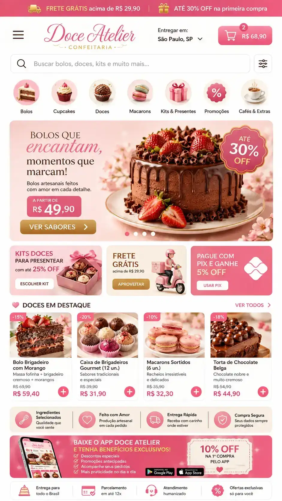 Criação de site para Doceria