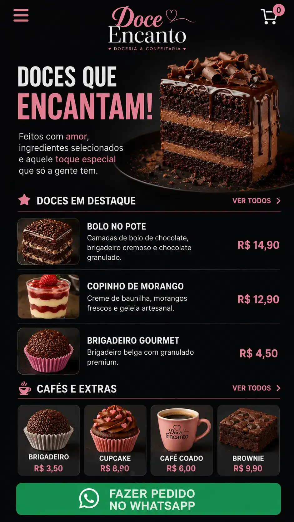 Criação de site para Confeitaria e Doces