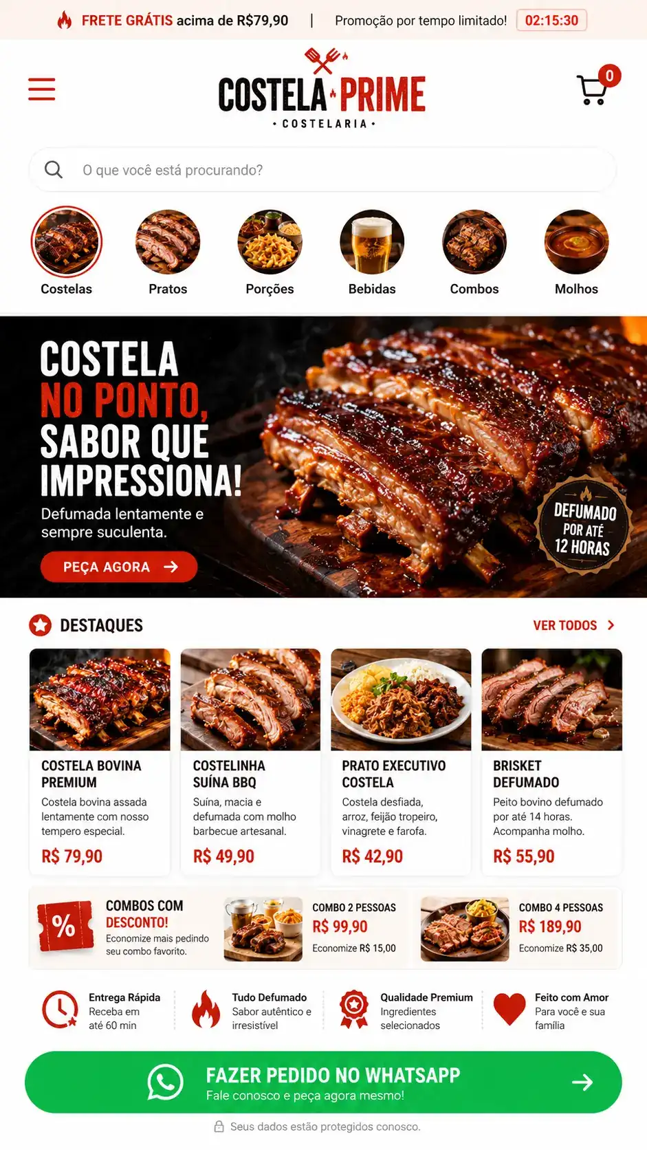 Criação de site para Costelaria