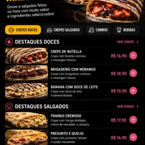 Criação de site para Creperia com Cardápio Digital