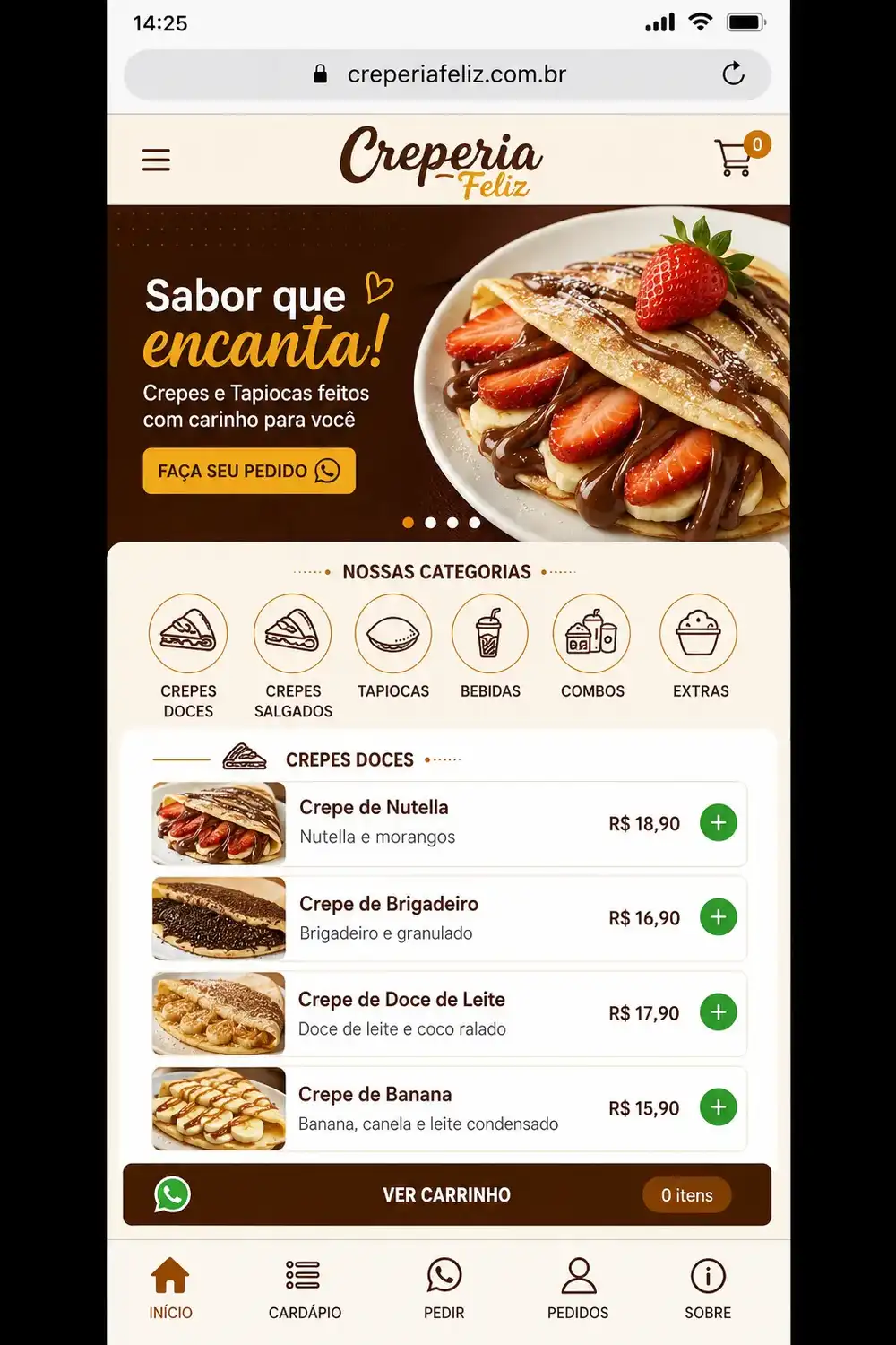 Criação de site para Creperia Mobile