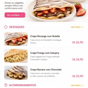 Criação de site para Creperia Delivery