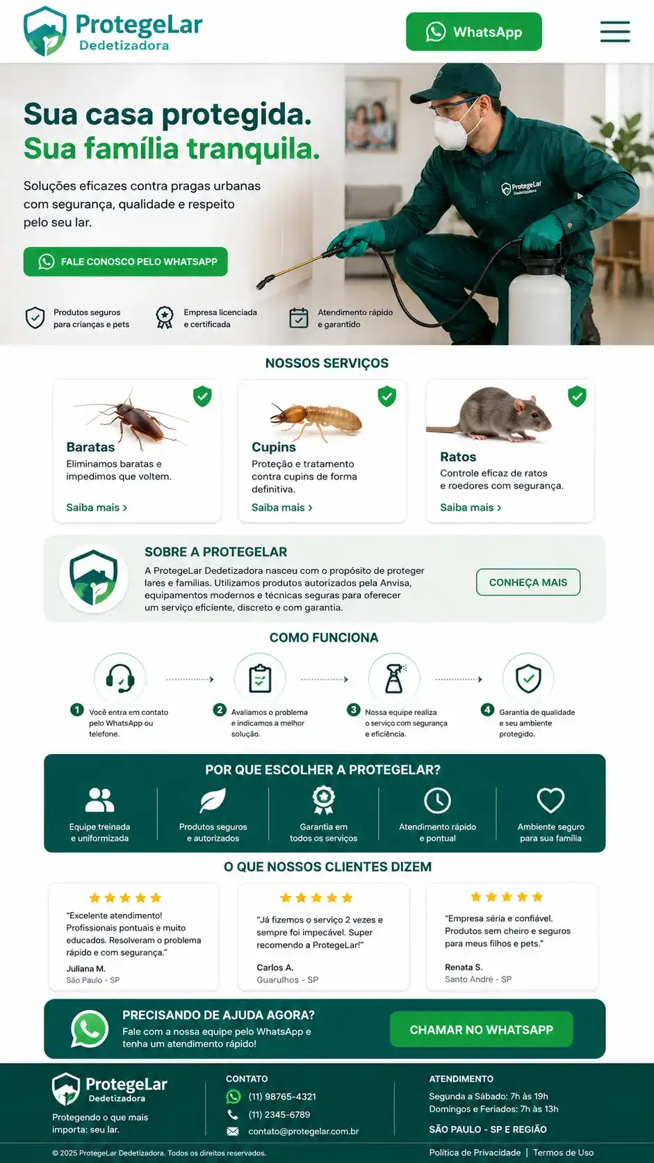 Criação de site para Dedetizadora Landing Page