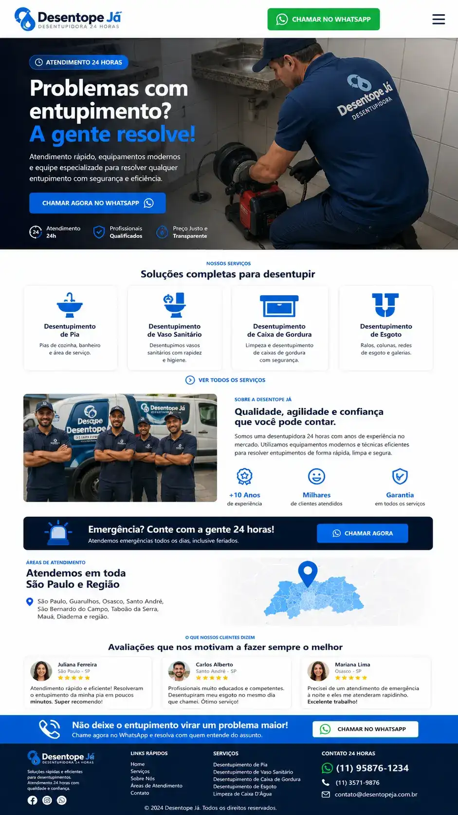 Criação de site para Desentupidora 24 Horas