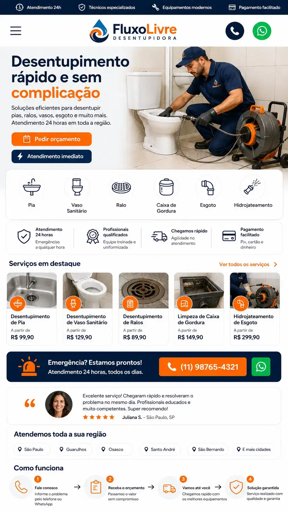 Criação de site para Desentupidora 24 Horas Landing Page