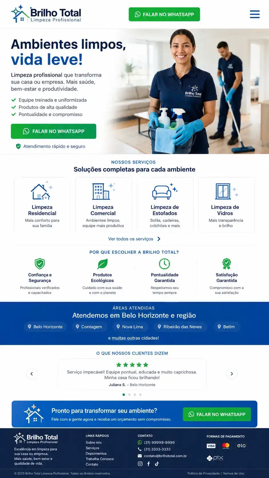 Criação de site para Empresa de Higienização
