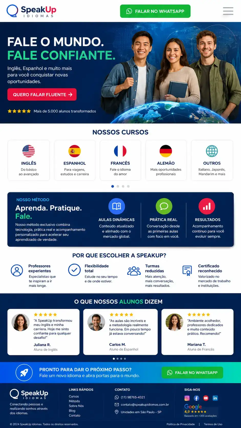 Criação de site para Curso de Idiomas