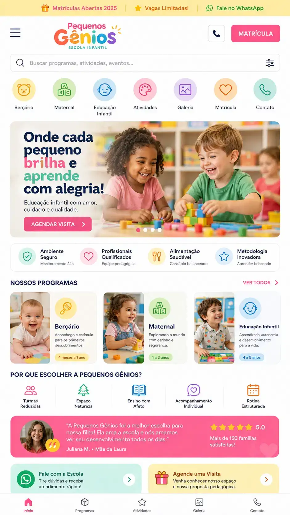 Criação de site para Escola de Educação Infantil