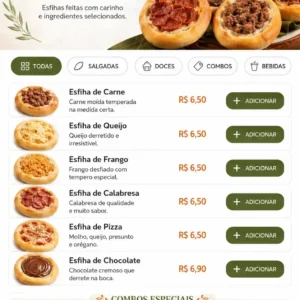 Criação de site para Esfiharia Delivery com Cardápio Online