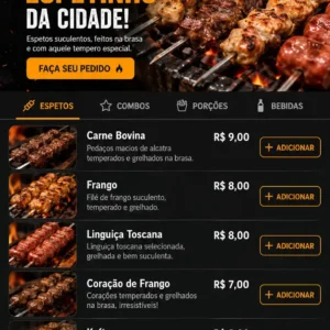 Criação de site para Espetinhos Delivery com Cardápio Digital