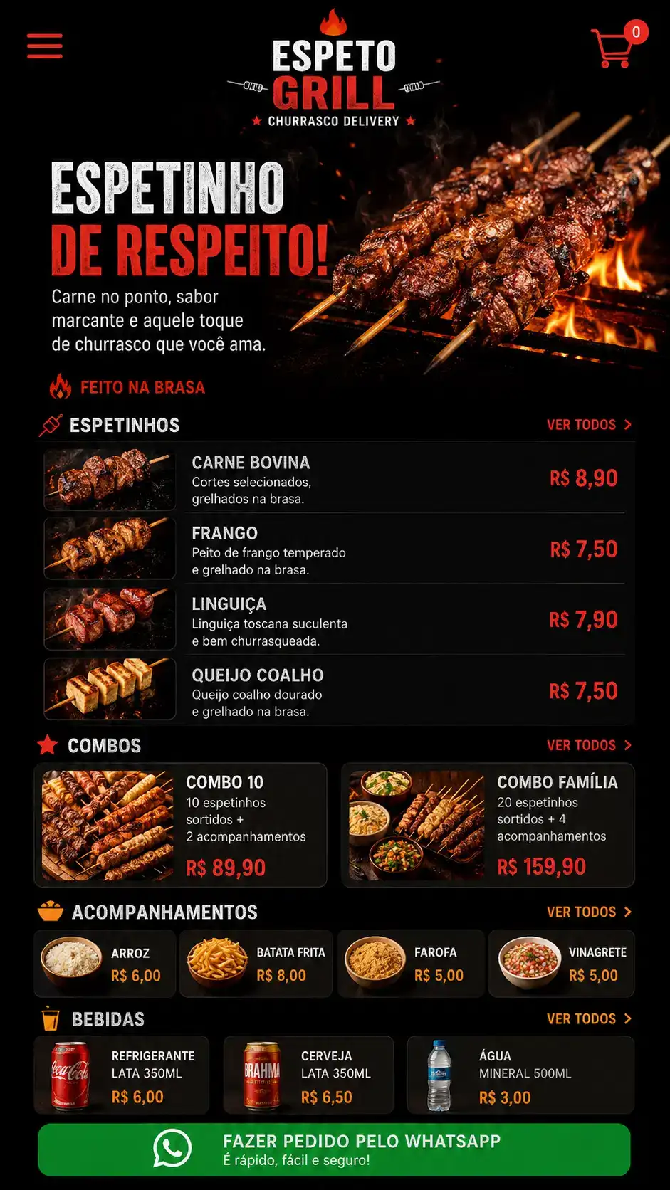 Criação de site para Espetinhos Delivery