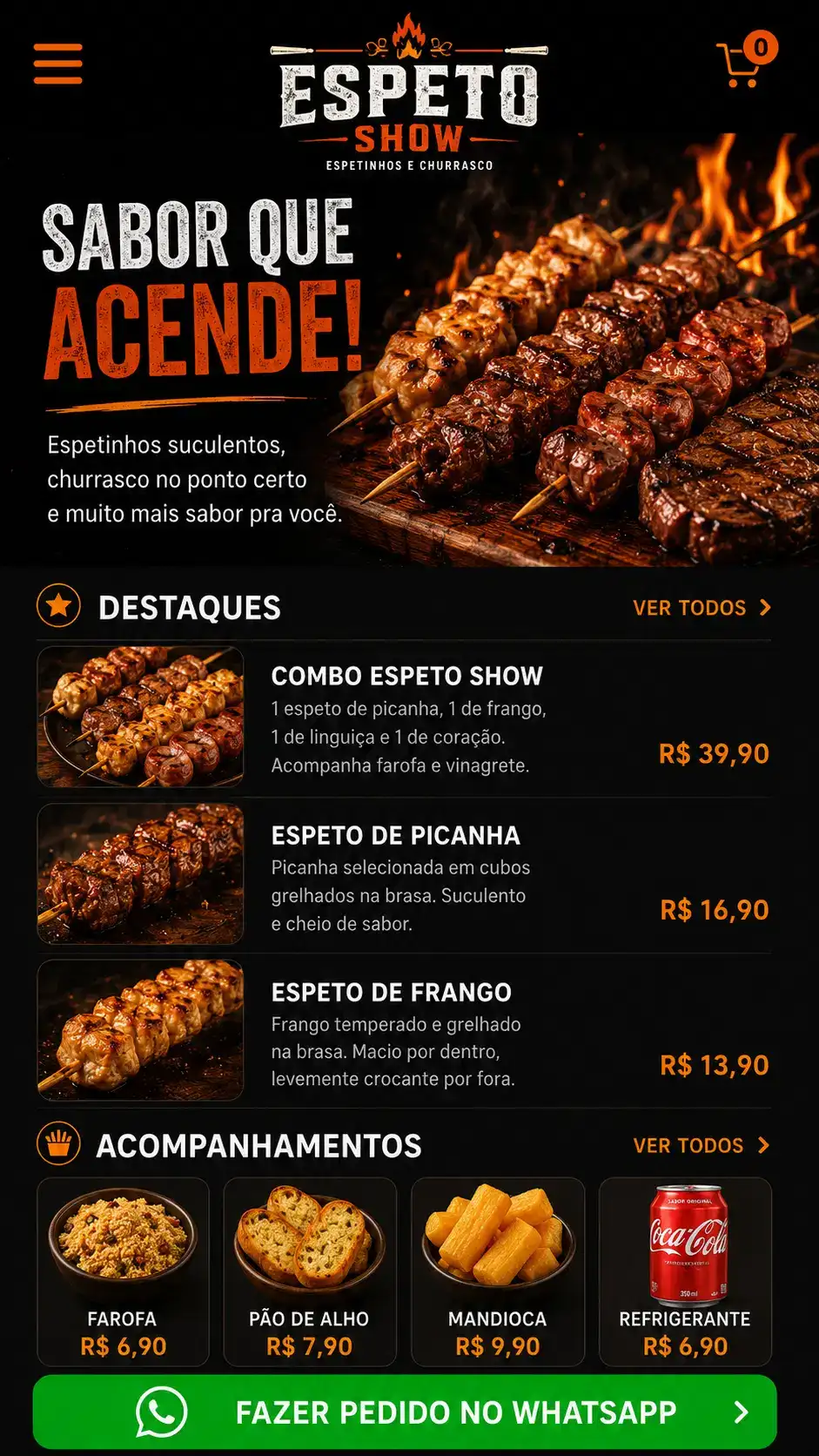 Criação de site para Delivery de Espetinhos