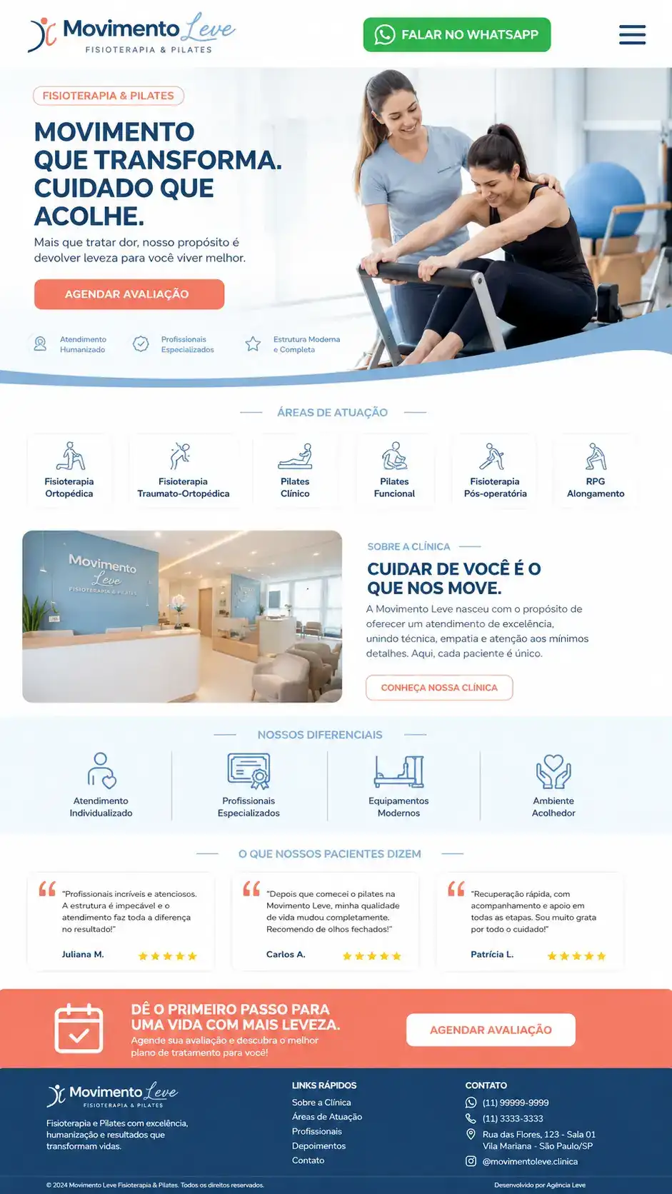 Criação de site para Fisioterapia e Pilates