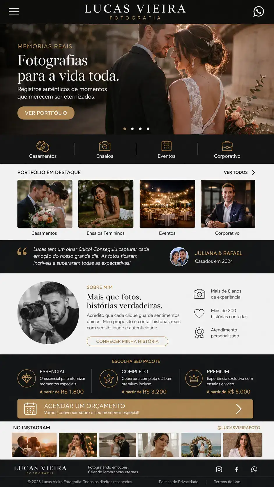 Criação de site para Fotografia Profissional