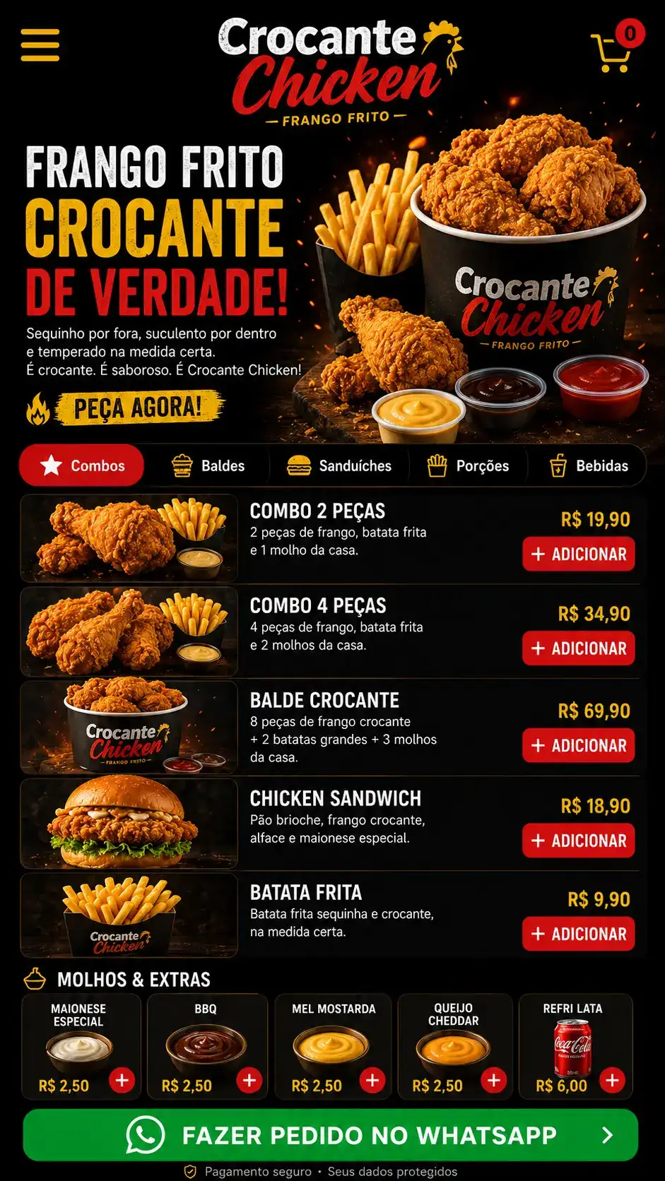 Criação de site para Frango Frito Delivery