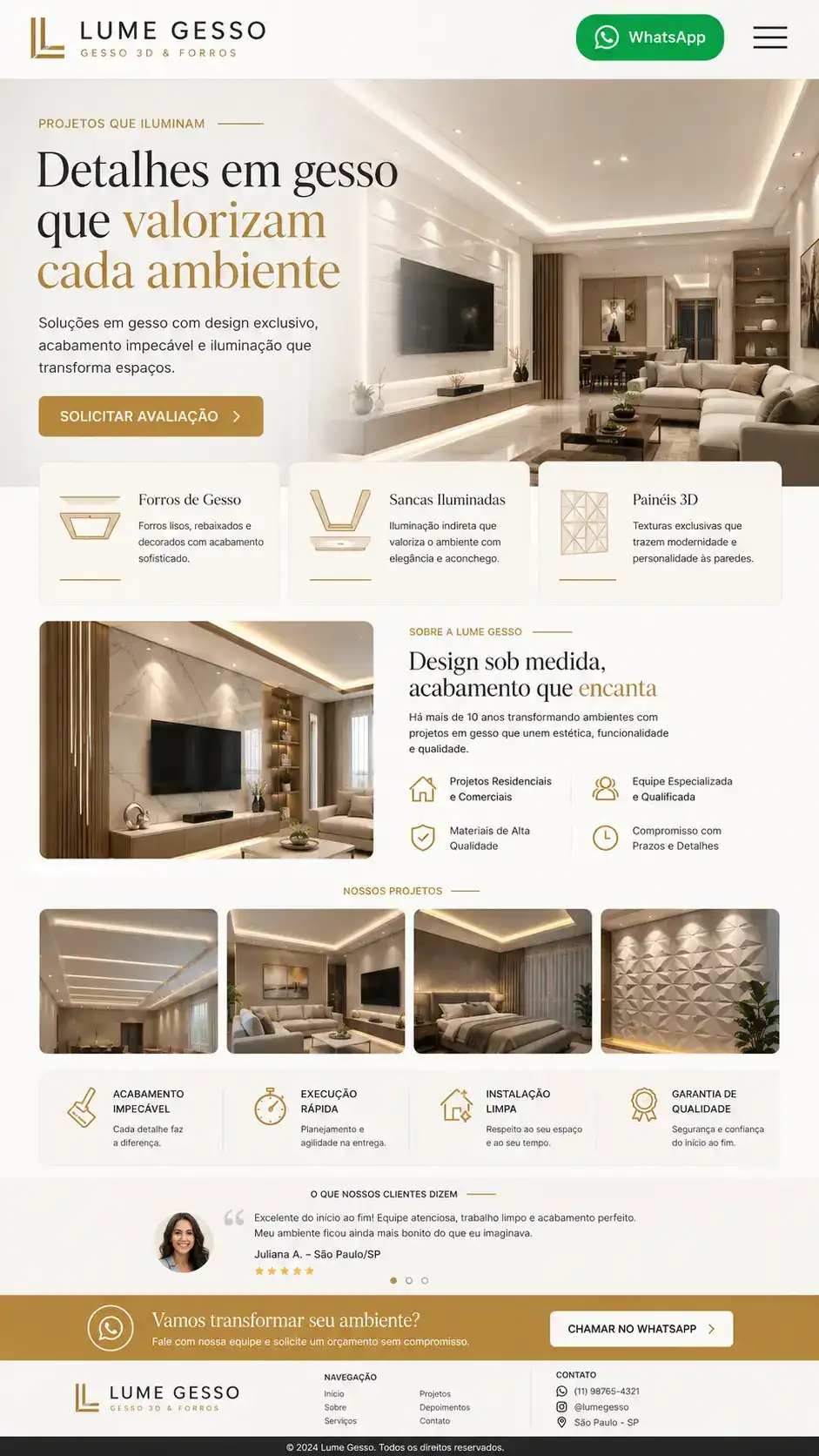 Criação de site para Gesso e Drywall Landing Page