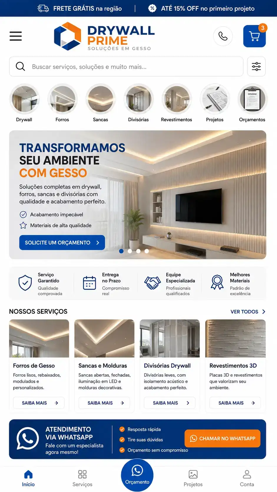 Criação de site para Gesso e Drywall Mobile