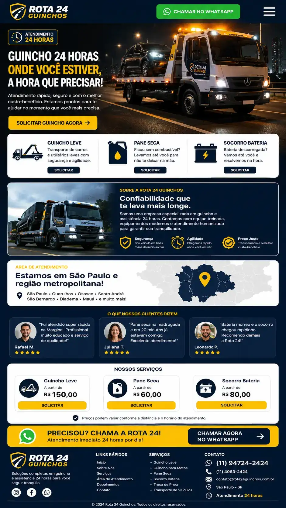 Criação de site para Guincho 24 Horas Landing Page