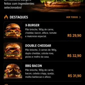Criação de site para Hamburgueria com Cardápio Digital