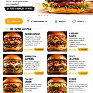 Criação de site para Hamburgueria Delivery com Cardápio Digital