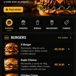 Criação de site para Hamburgueria Delivery Mobile
