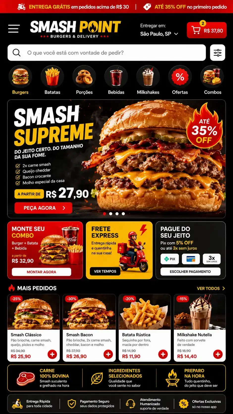 Criação de site para Pedido Online de Hambúrguer