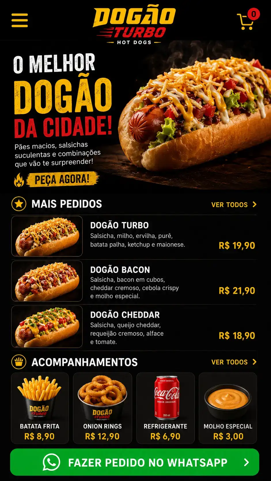 Criação de site para Hot Dog Delivery Mobile