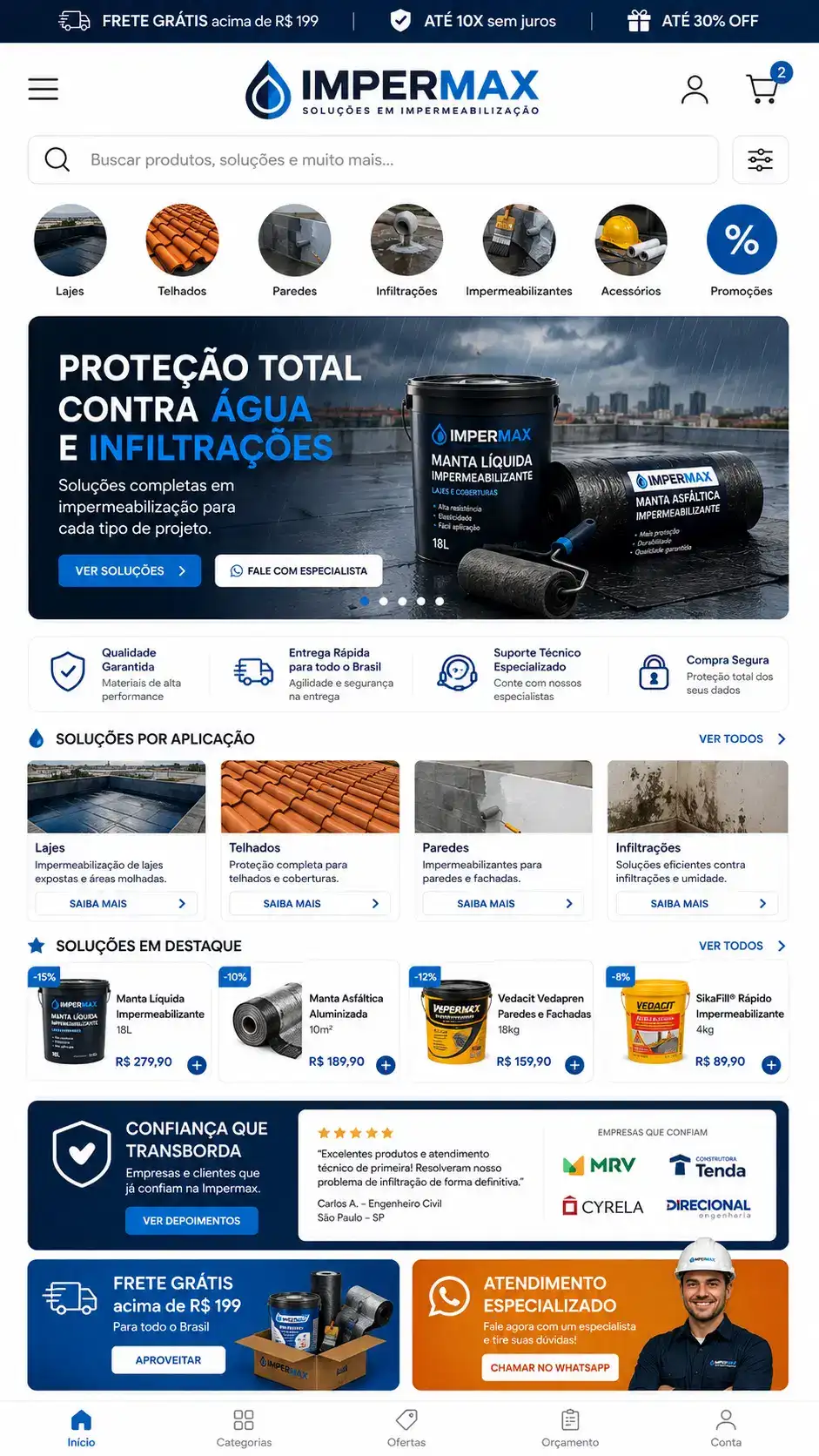 Criação de site para Impermeabilização