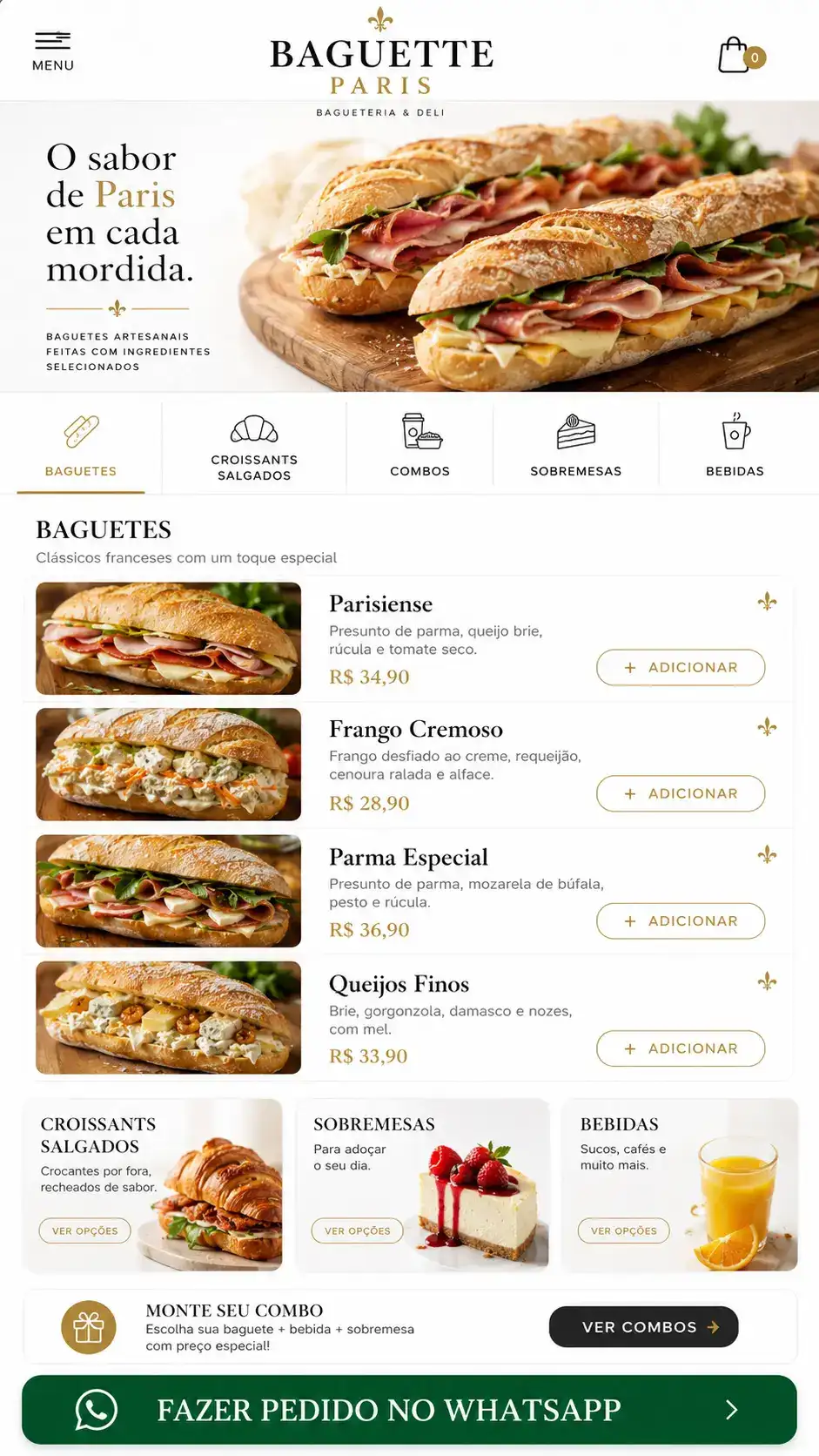 Criação de site para Lanchonete de Baguetes