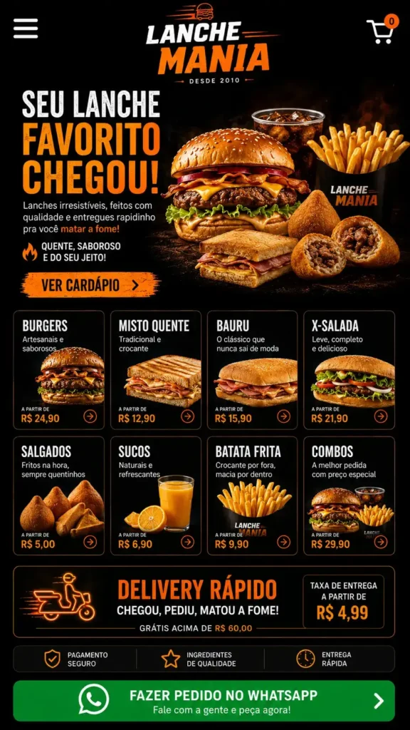 Criação de Sites para Restaurantes