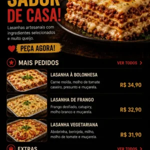 Criação de site para Lasanheria com Cardápio Online