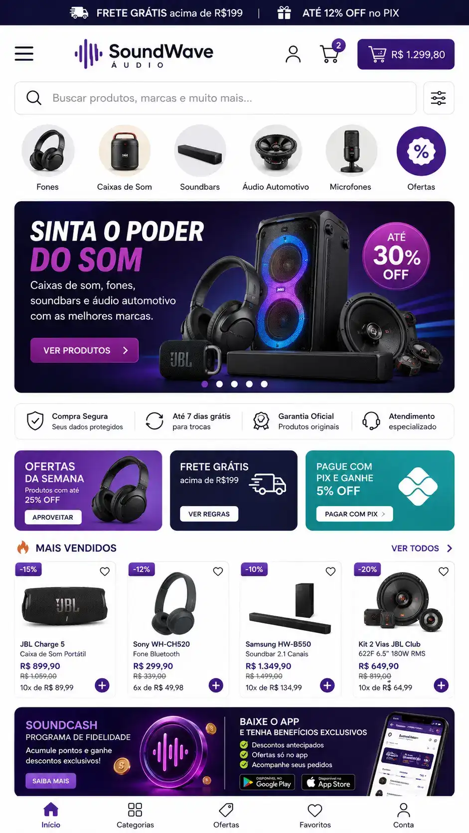 Criação de site para Loja de Áudio