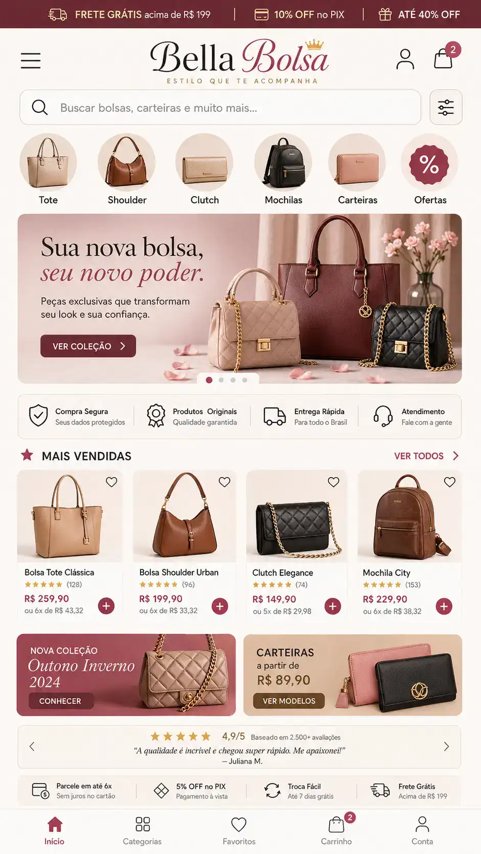 Loja De Bolsas Criação de Site Profissional e Desenvolvimento de Site