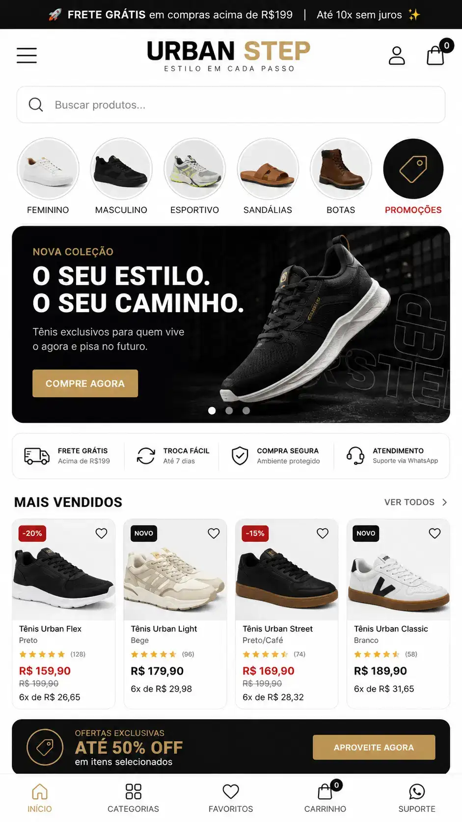 Criação de site para Loja de Calçados Esportivos