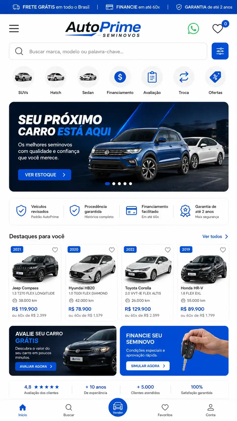 Criação de site para Loja de Carros Seminovos