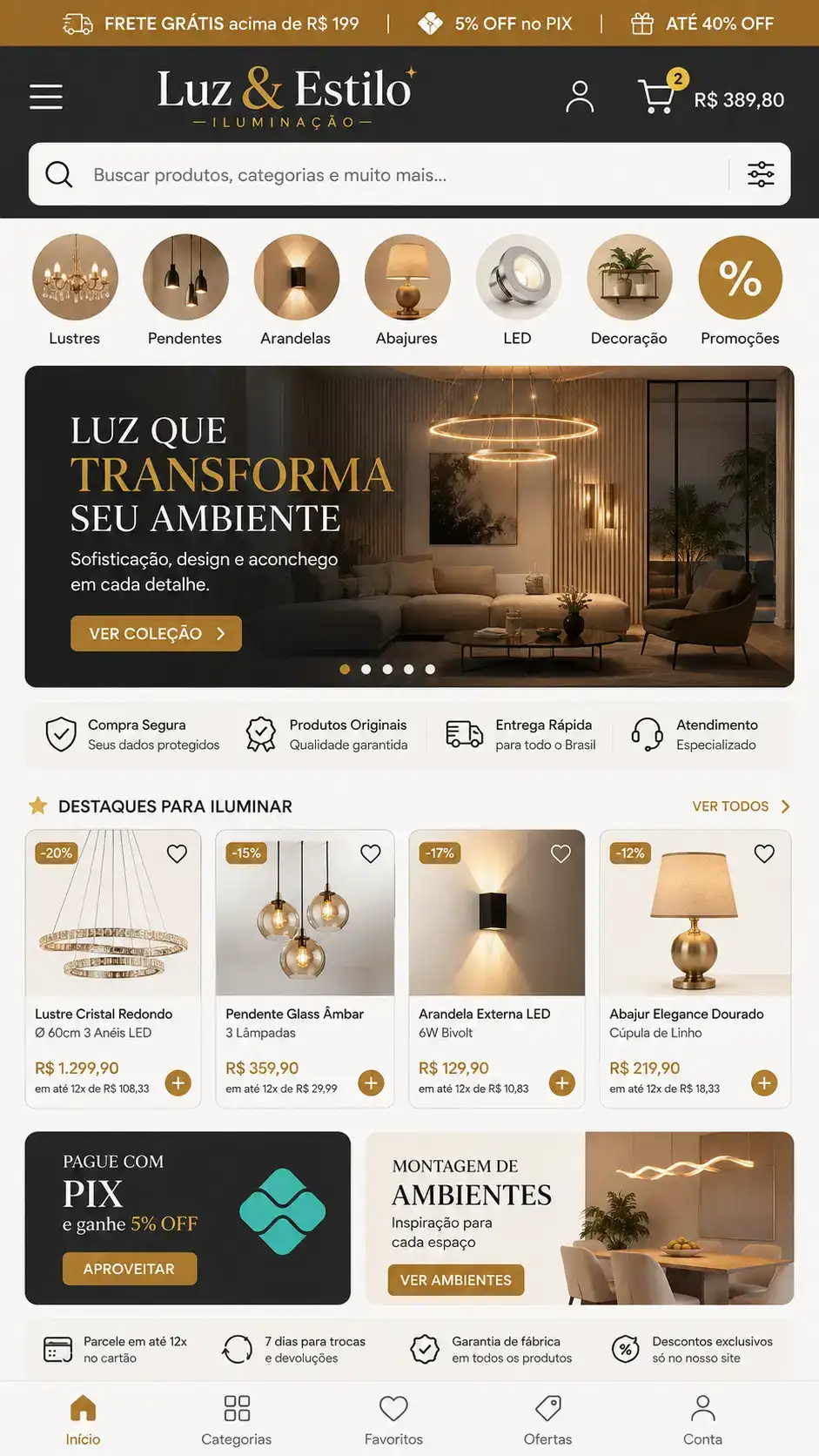 Criação de site para Loja de Iluminação