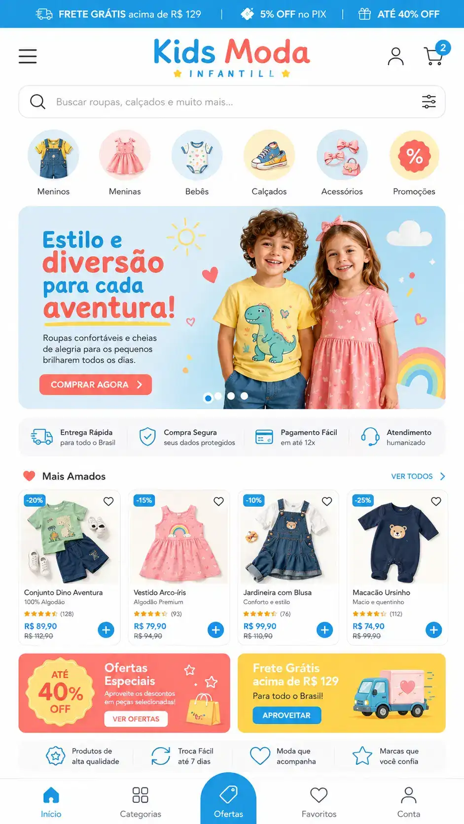 Criação de site para e-commerce de Moda Infantil
